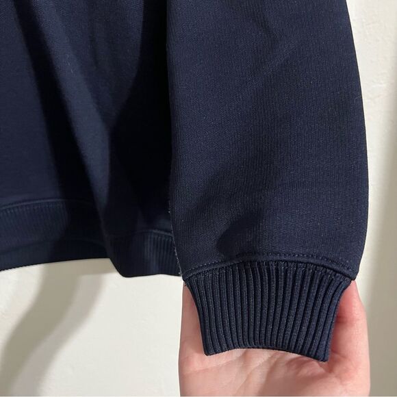 J. Crew navy blue luxe cropped sweatshirt with bracelet length sleeves, size XXS - Picture 3 of 7